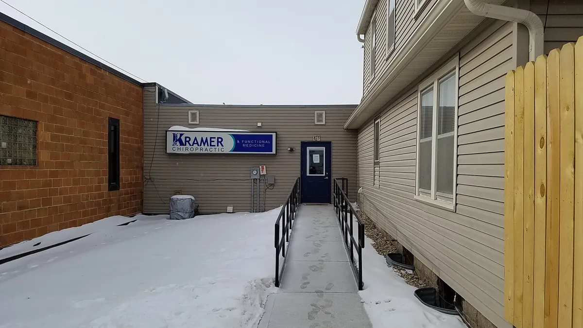 Ramp and walkway from the back parking area to the Kramer Chiropractic entrance
